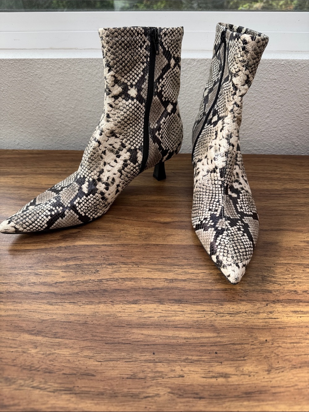 NWOT Open Edit Rhila Kitten Heel Snake Print Ankle Boots